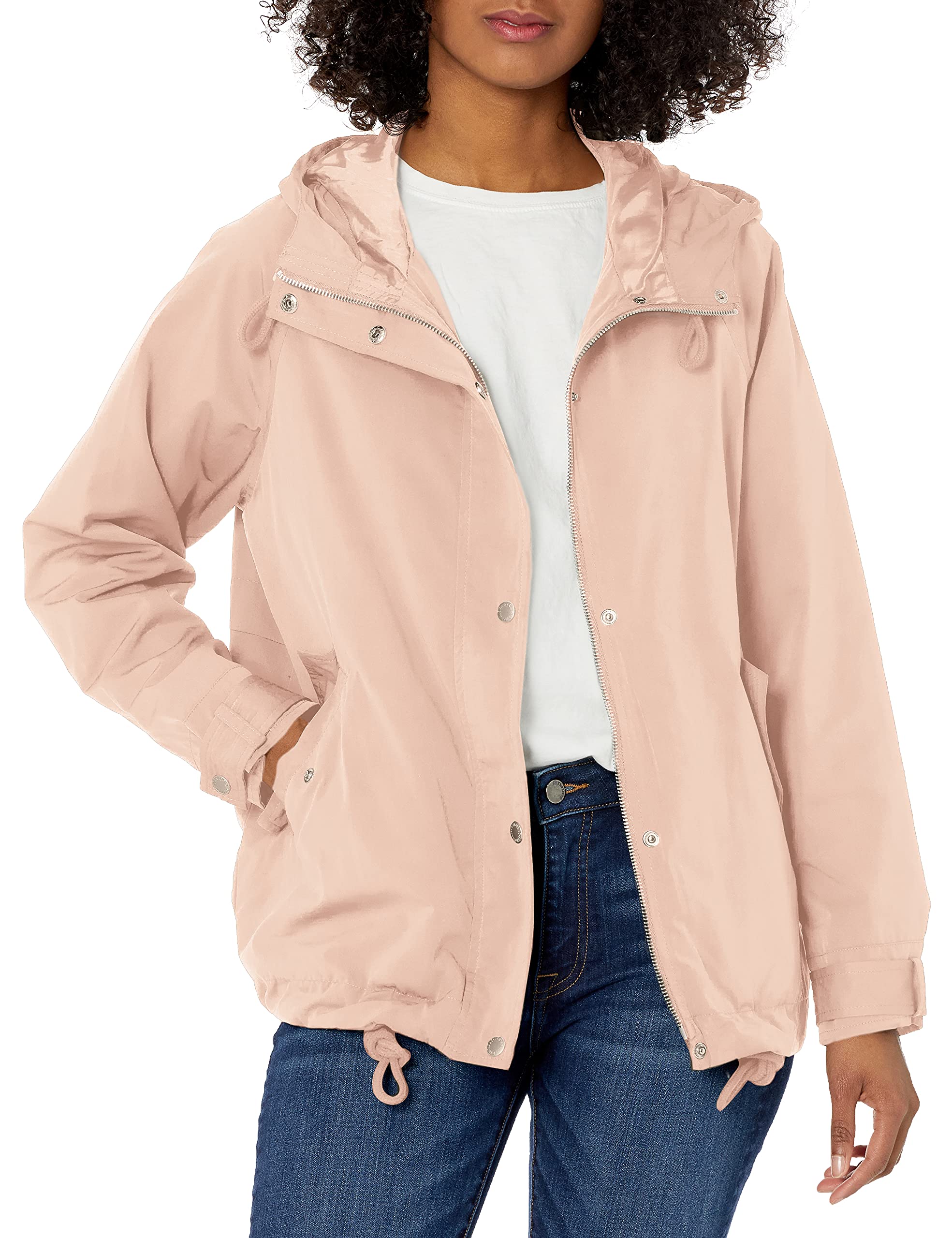 Levi's Women's Hooded Peached Nylon Zip Front Rain Jacket