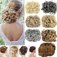 Short Messy Curly Dish Hair Bun Extension Easy Stretch hair Combs Clip in Ponytail Extension Scrunchy Chignon Tray Ponytail Hair piece Wig Hairpieces
