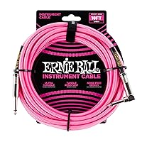 Braided Instrument Cable, Straight/Angle, 18ft, Neon Pink (P06083)