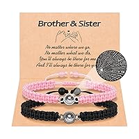 PINKDODO Matching Bracelets I Love You 100 Languages Bracelets, Gifts for Dad Daughter Brother Sister Birthday Christmas Valentine's Day Gifts