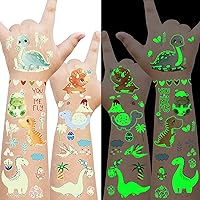 Dinosaur Temporary Tattoos for Kids Luminous Stickers Glow in the Dark Fillers Party Favor Craft Supplies 24 Sheets