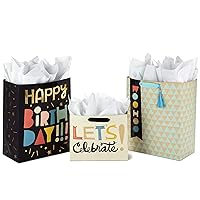 Hallmark Celebrate Gift Bags Assortment with Tissue Paper (Pack of 3: 2 Large 13