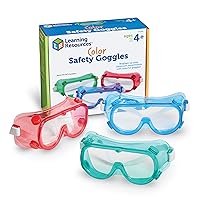Colored Safety Goggles - 6 Pieces, Ages 4+ Classroom Accessories, Perfect For Kid's Science Experiments