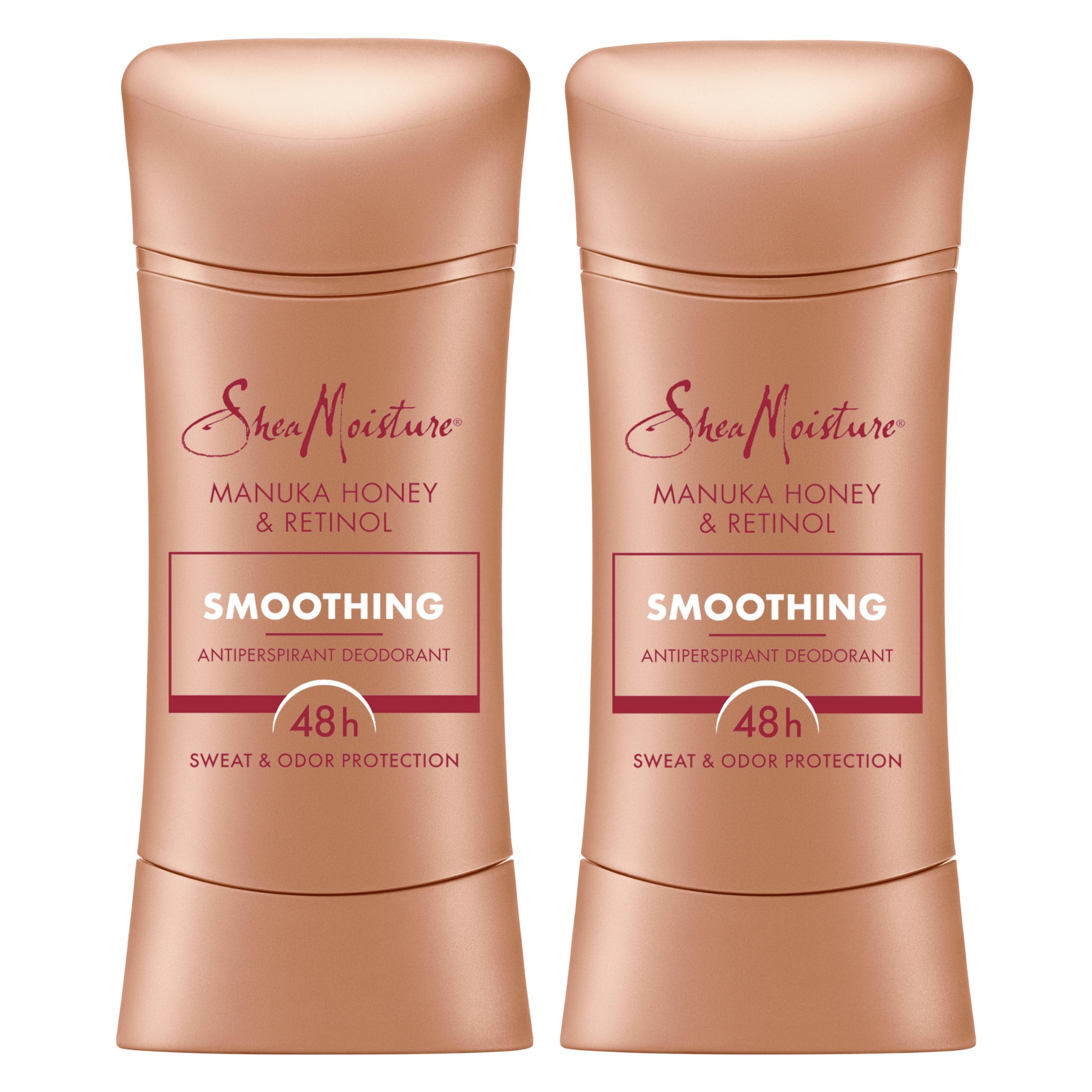 SheaMoisture Antiperspirant Deodorant Stick Smoothing Manuka Honey & Retinol 2 Count for 48HR Sweat & Odor Protection with No Parabens & No Mineral Oil 2.6 oz