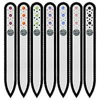 Mont Bleu Gift Set of 6 + 1 Free Glass Nail Files Hand Decorated with Crystals from Swarovski® | Hand Made, Czech Tempered Glass, Lifetime Guaranty