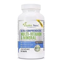 Vegan Whole Food Multivitamin & Mineral - Vitamins A B1 B2 B6 B12 C D3 E & 110 Super Foods, Herbs, Greens & Reds - Enzymes & Probiotics for Immune Support - Energy Boost - 90 Tablets