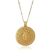 Satya Jewelry Gold Hamsa Mandala Pendant Necklace (24-Inch)