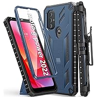 WTYOO for Motorola Moto G Power 2022 Case: Moto G Play 2023 Case with Belt Clip Holster Built-in Screen Protector Kickstand Military Grade Heavy Duty Dual-Layer Rugged Shockproof Protective Cover-Blue