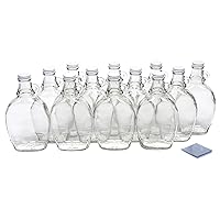 North Mountain Supply - FSJ-12-SB 12 Ounce Glass Maple Syrup Bottles with Loop Handle & White Metal Lids & Shrink Bands - Case of 12