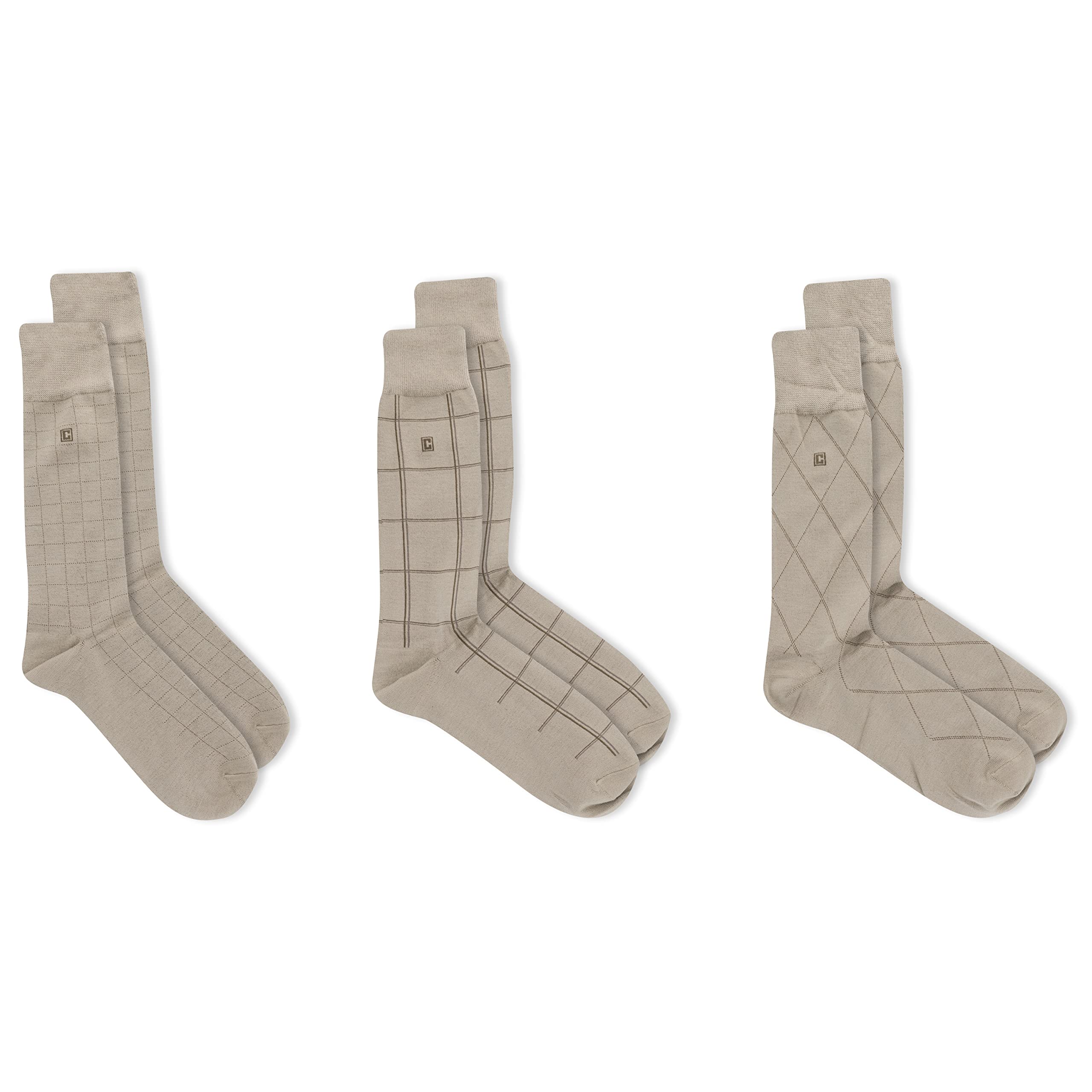Chaps Men's Classic Dress Crew Socks-3 Pair Pack-Pattern and Solid Color Designs