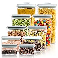 Pop Containers for Food Storage, 10-Piece Food Canisters with Lids Airtight Air Tight Container Flour Storage Containers for Kitchen Pantry Organization, 3.5Qt, 2.9Qt, 2.1Qt, 1.3Qt, 0.6Qt
