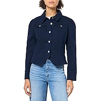 DKNY Women's Cropped Button Front Long Sleeve Dress Topper, Navy