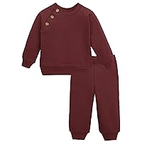 Lilax Toddler and Baby Boy Outfit Set, Solid Sweatshirt & Sweatpants for Daily Wear and Playwear Pant Set