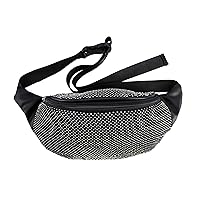 Rhinestone Fanny Pack with Adjustable Strap, Black, For Women