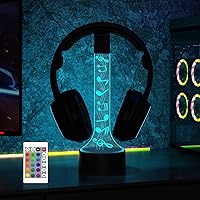 YuanDian Light up Headphone Stand for Desk, Gaming Headset Holder RGB with 16 Color Lights for Game Room Decor, Cool Gamer Gifts for Men Boyfriend (Music)