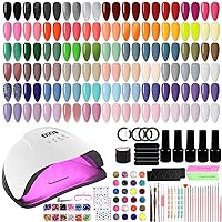 Gel Nail Polish Kit with U V Light 66 Colors Gel Nail Polish with Base and Matte/Glossy Top Coat Nail Gel Polish Soak off Manicure Accessory Tools Suitable for All Seasons