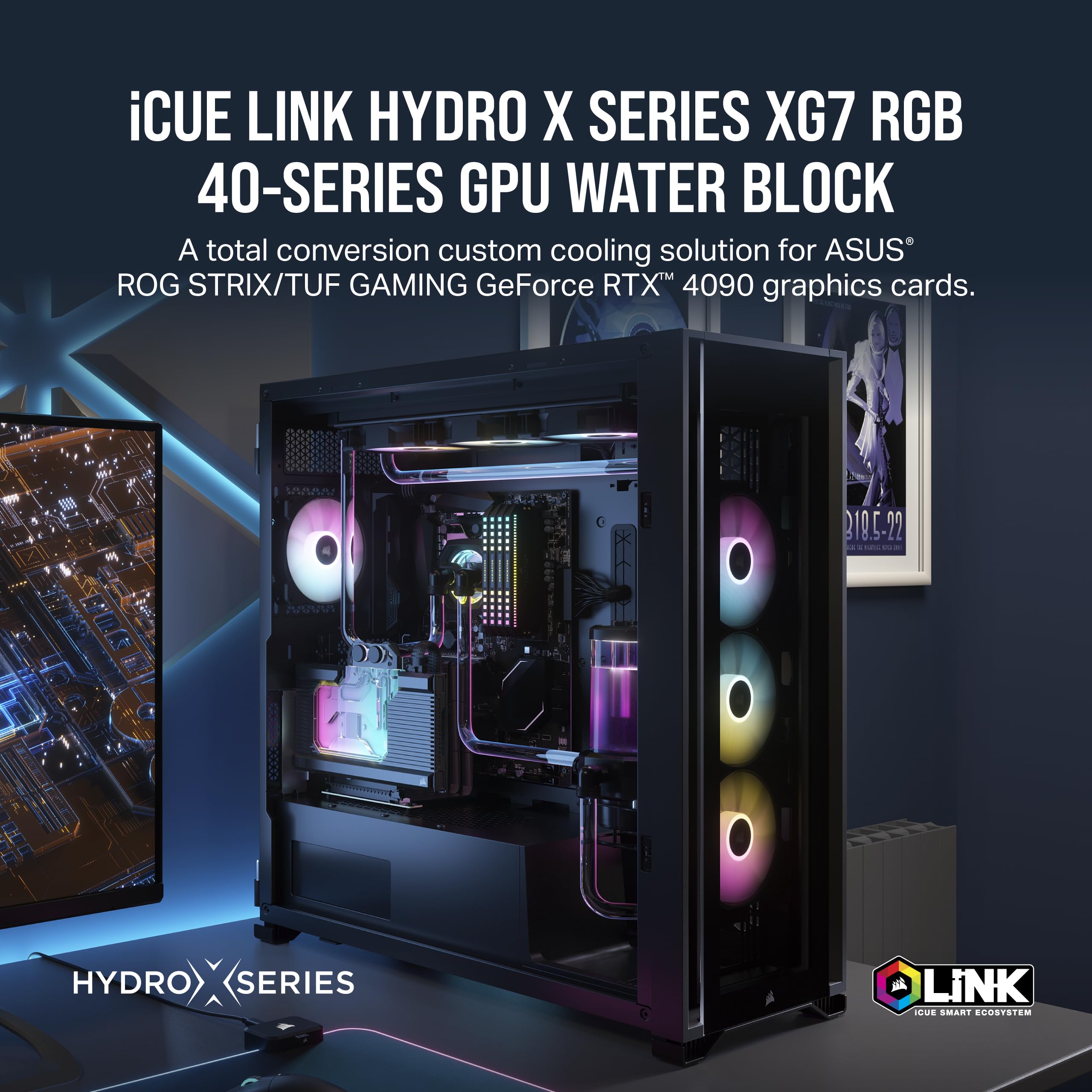 CORSAIR Hydro X Series iCUE Link XG7 RGB 4090 Strix/TUF GPU Water Block - for ASUS ROG Strix and TUF Gaming GeForce RTX 4090 - Black