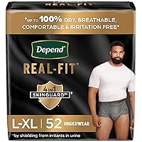 Real Fit Incontinence Underwear for Men, Disposable, Maximum Absorbency, Small/Medium, Grey, 52 Count, Packaging May Vary