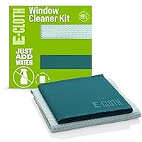 E-Cloth Window Cleaner Kit - Window and Glass Cleaning Cloth, Streak-Free Windows with just Water, Microfiber Towel Cleaning Kit for Windows, Car Windshield, Mirrors - Green