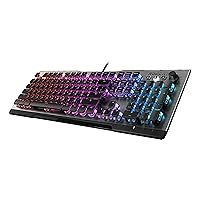 ROCCAT Vulcan 100 AIMO Mechanical PC Gaming Keyboard, RGB Lighting, Silent, Per Key LED Illumination, Brown Switches, Aluminum Top Plate, Silver