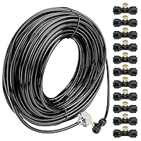 Misting Cooling System 98.4FT (30M) Misting Line + 50 Brass Mist Nozzles + 45 T-Connectors + 1 Faucet Adapters (3/4