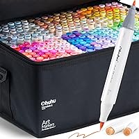 Ohuhu Refillable 320 Colors Alcohol Markers Brush Tip- Double Tipped Alcohol-based Art Sketch Marker Set for Artist Adults Coloring Illustration - Honolulu B of Ohuhu Markers -Brush & Fine Dual Tips