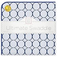 SwaddleDesigns Large Receiving Blanket, Ultimate Swaddle for Baby Boys, Softest US Cotton Flannel, Best Shower Gift, Made in USA, True Blue Jewel Tone Mod Circles (Mom's Choice Award Winner)