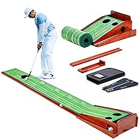 Putting Green Indoor - Rengue Golf Putting Mat with Putting Tutor Aid, Indoor Putting Greens for Home, Featuring Auto-Ball Return Track for Practicing at Home or Office, Gifts for Golfers