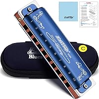 East top Harmonica, Diatonic Blues Harmonica Key of C, Blues Harp Mouth Organ Harmonica 10 Holes 008K with Blue Case, Standard Harmonica For Adults, Professionals, Beginners and Students, as a Gift