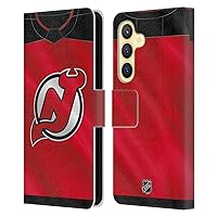 Head Case Designs Officially Licensed NHL Jersey New Jersey Devils Leather Book Wallet Case Cover Compatible with Samsung Galaxy S24 5G