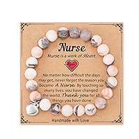 HGDEER Nerse Week Gifts, Natural Stone Heart Bracelets for Nurse with Quote Card
