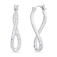 Dazzlingrock Collection 0.50 Carat (ctw) Baguette White Diamond Ladies Infinity Hoop Earrings 1/2 CT, 925 Sterling Silver
