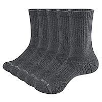 Men's Moisture Wicking Cotton Gym Training Athletic Cushioned Crew Socks for Men 6-9/9-11/10-13, 5 Pairs