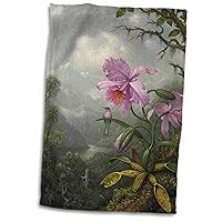 3D Rose Image of Heades 1800S Painting Hummingbird On Orchid Hand Towel, 15