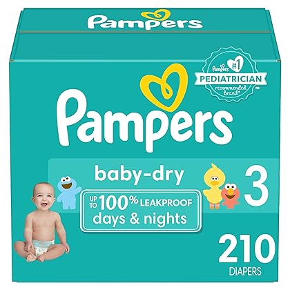 Diapers Size 3, 210 count - Pampers Baby Dry Disposable Diapers