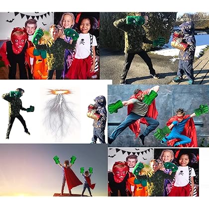 Incredible HOK Superheros Gauntlet Smash Hands Fists Big Soft Plush Gloves Pair Costume Green