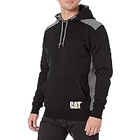Caterpillar Men's Logo Panel Hoodies with Adjustable Three Piece Hood and Work Safety Cord Management System