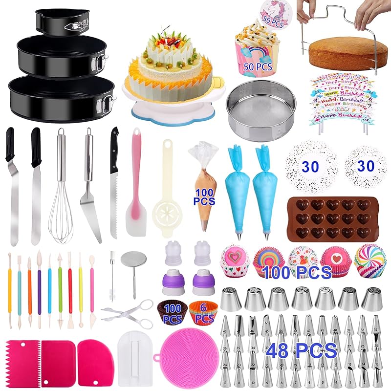 Buy Cake Decorating Supplies 172 Pcs/Baking Supplies Kit/Beginner Baking  Tools | Piping Bags and Tips, Icing Spatula, Turntable Cake Stand, Frosting  Smoother, Cupcake Decorating Kit by Buddy Pro Online at Low Prices