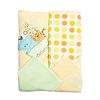 Spasilk Hooded Terry Bath Baby Towel with 2 Washcloths, Baby Bath Essentials, Ark Yellow, Set of 4