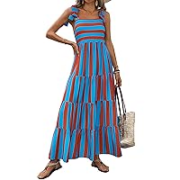 PRETTYGARDEN Womens 2024 Summer Sleeveless Spaghetti Strap Long Floral Maxi Dress Boho A Line Beach Sundresses