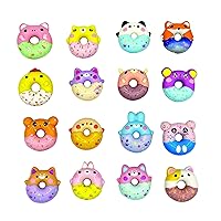 Raymond Geddes Squishy Slow Rising Donuts (32 per Bag) - Assorted Critter-Shaped Squish Toys - Fun and Colorful Donut Toys