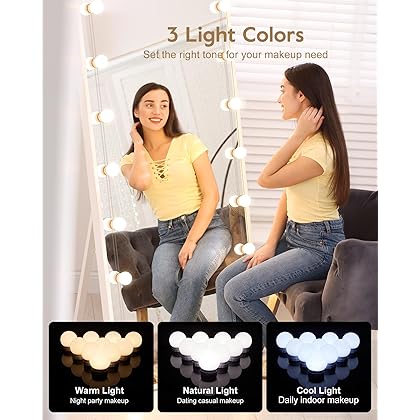 Hollywood Style Led Vanity Mirror Lights Kit - Vanity Lights Have 10 Dimmable Light Bulbs for Makeup Dressing Table and Power Supply Plug in Lighting Fixture Strip, White (No Mirror Included)