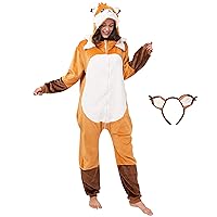 1852 (10+ designs) Faye the Fox One Piece Onesie Hooded Jumpsuit for Adults, Winter Onesie, Black, Height 5'7'' - 5'11''