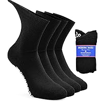 Socks Daze Non-Skid Diabetic Socks for Men Women with Grips, Non-Binding Crew Circulation Half Cushioned Non Slip Socks