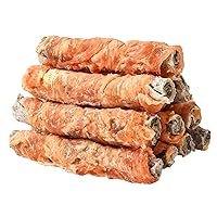 ASMPET Dog Treats Chicken Wrapped Cod Fish Skin Stick XL, Dog Chewy Treats Rich in Omega3 High Protein All Natural Ingredient Fish Treats Rawhide Free for Medium Large Dogs (5 pcs) 11oz