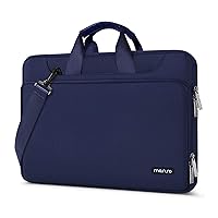 360 Protective Laptop Shoulder Bag Compatible with MacBook Air 15 inch M2 A2941 2023/Pro 16 inch M3 M2 M1 2023-2019, 15-15.6 inch Notebook,Matching Color Sleeve with Belt, Navy Blue