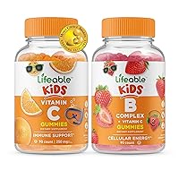 Lifeable Vitamin C Kids + B Complex Kids, Gummies Bundle - Great Tasting, Vitamin Supplement, Gluten Free, GMO Free, Chewable Gummy