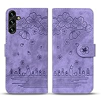 Cellphone Flip Case Compatible With Samsung Galaxy A15 Wallet Flip Phone Case Embossed Phone Case Leather Case Phone Case Card Slot Phone Case Carrying Wrist Strap Phone Case Compatible With Samsung G
