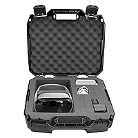 CASEMATIX Travel Case Compatible with Apple Vision Pro VR Headset and Vision Pro Accessories, Includes Foam Lens Protector With Customizable Accessory Storage and Separate VR Headset Storage