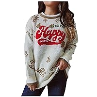 Women's Ugly Christmas Sweater Funny Cute Christmas Snowflake Reindeer Santa Xmas Knitted Pullover Jumper Tops